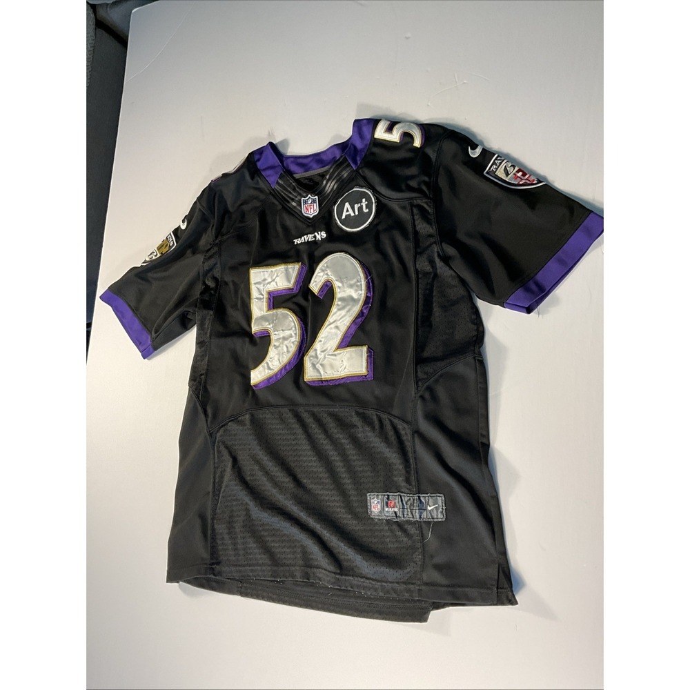 Nike Ray Lewis 52 Baltimore Ravens On Field ART Patch Jersey 48